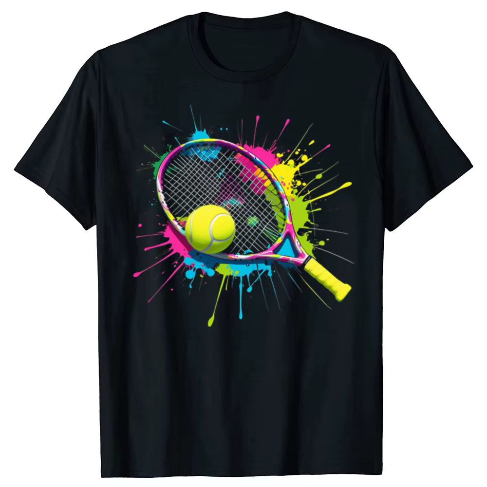 Drôle coloré joueur de balle de Tennis graphique T-shirts hommes femmes mode t-shirt style décontracté 100% coton ample