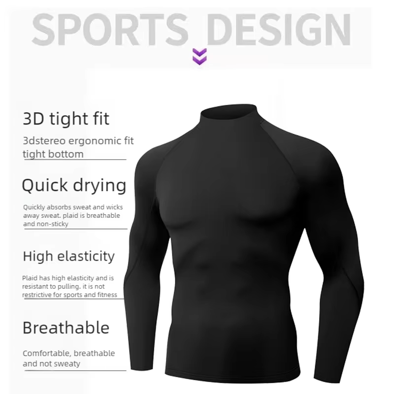 T-shirt d'hiver pour hommes polaire rapide chemise de course chaude à manches longues haut de Compression