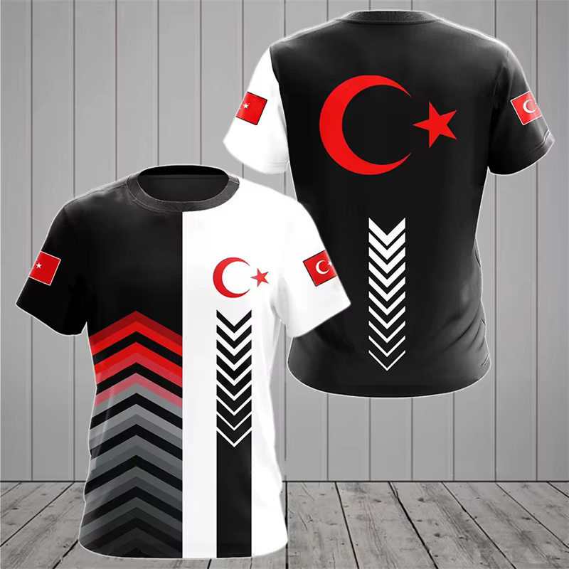 T-shirt d'été pour homme à thème drapeau turc