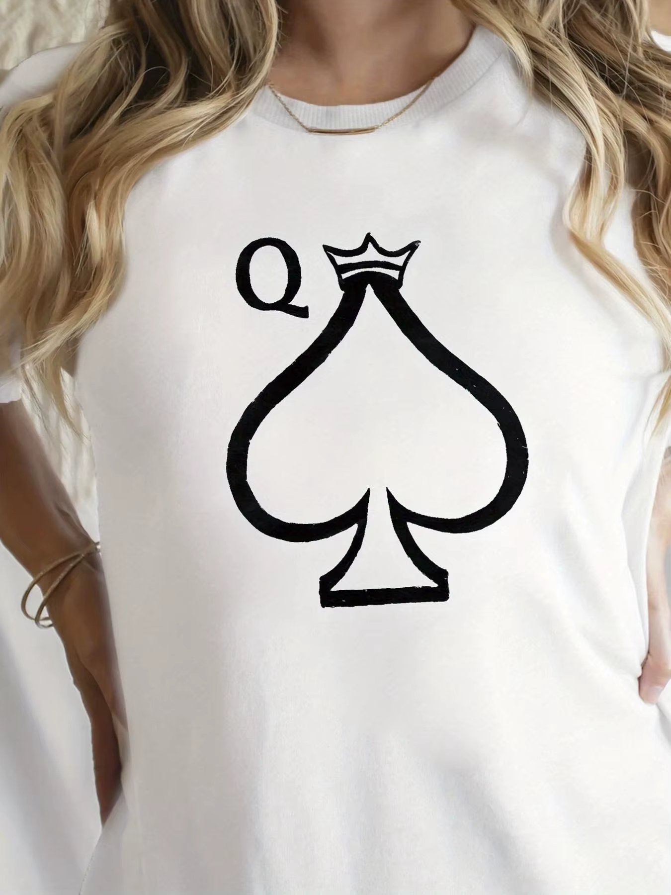 Spades Queen Illustration T-Shirt imprimé pour l'été col rond manches courtes femmes Harajuku manches décontracté vêtements esthétiques