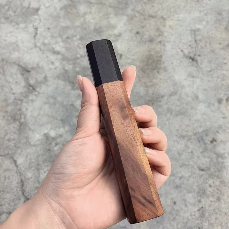 Couteau de cuisine japonais en bois massif, manche de bricolage, partie professionnelle Santoku, tranchage de viande, poisson brut, couteau de Chef, manche octogonal en ébène