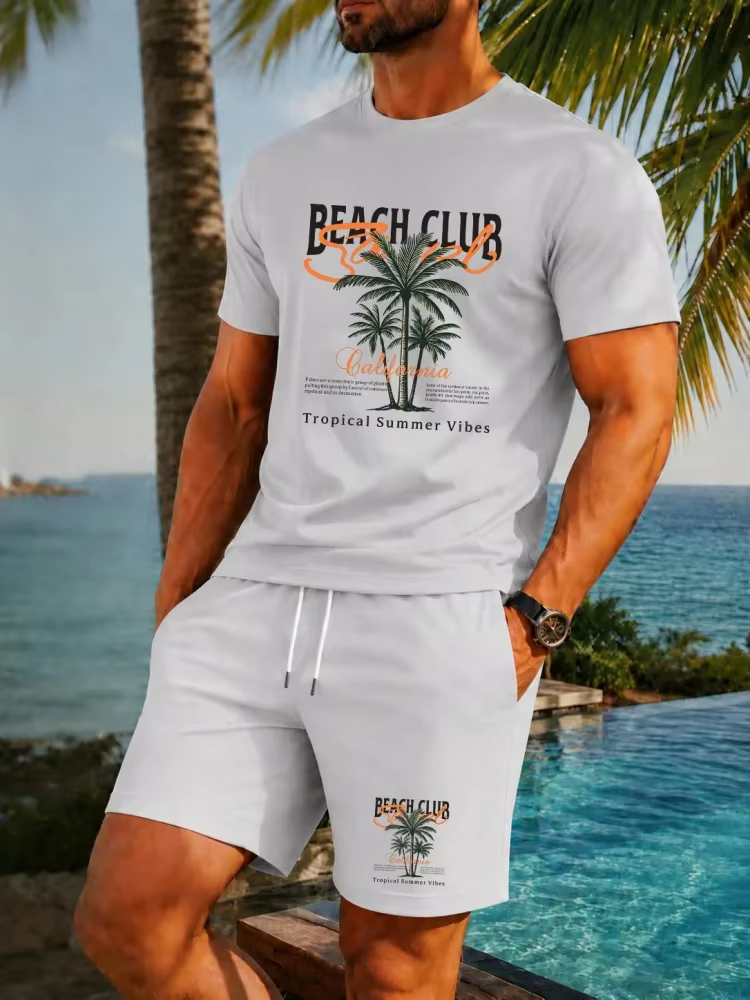 Ensemble de t-shirts pour hommes de haute qualité imprimés avec des palmiers de la Californie