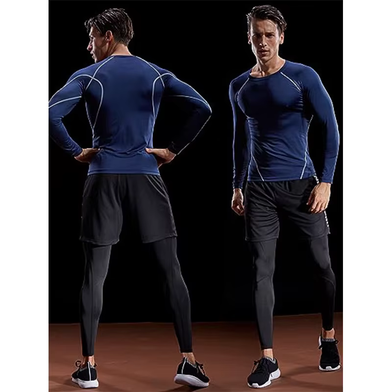 Compression à manches longues T-shirt hommes élastique entraînement