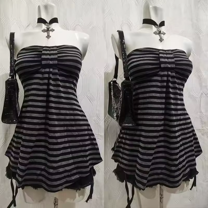 Tops sans bretelles pour femmes gothiques Y2K