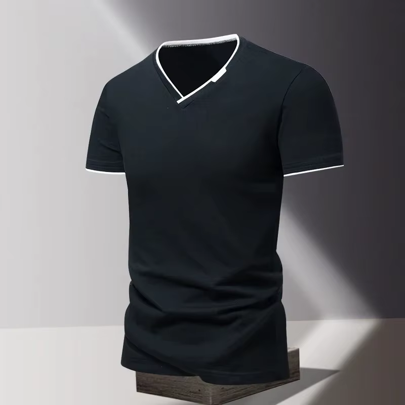 T-shirt à manches courtes et col en V pour homme