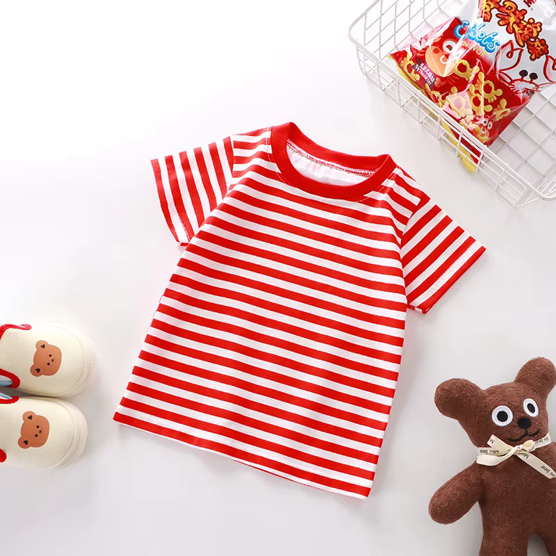 T-shirt rayé 100 % coton pour enfants