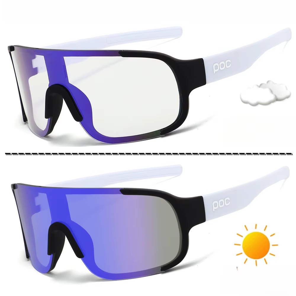 Lunettes de cyclisme à changement de couleur jour et nuit POC. Lunettes coupe-vent pour les sports de plein air, la course à pied et le marathon