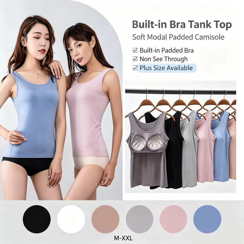 2023 Débardeur pour femme avec soutien-gorge intégré Col Gilet Couleur unie rembourré Slim Fit Débardeurs Chemises sexy