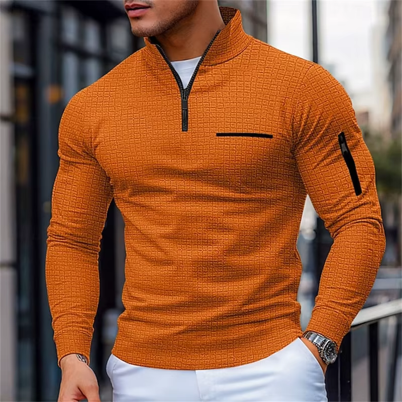 Polo décontracté à manches longues pour hommes