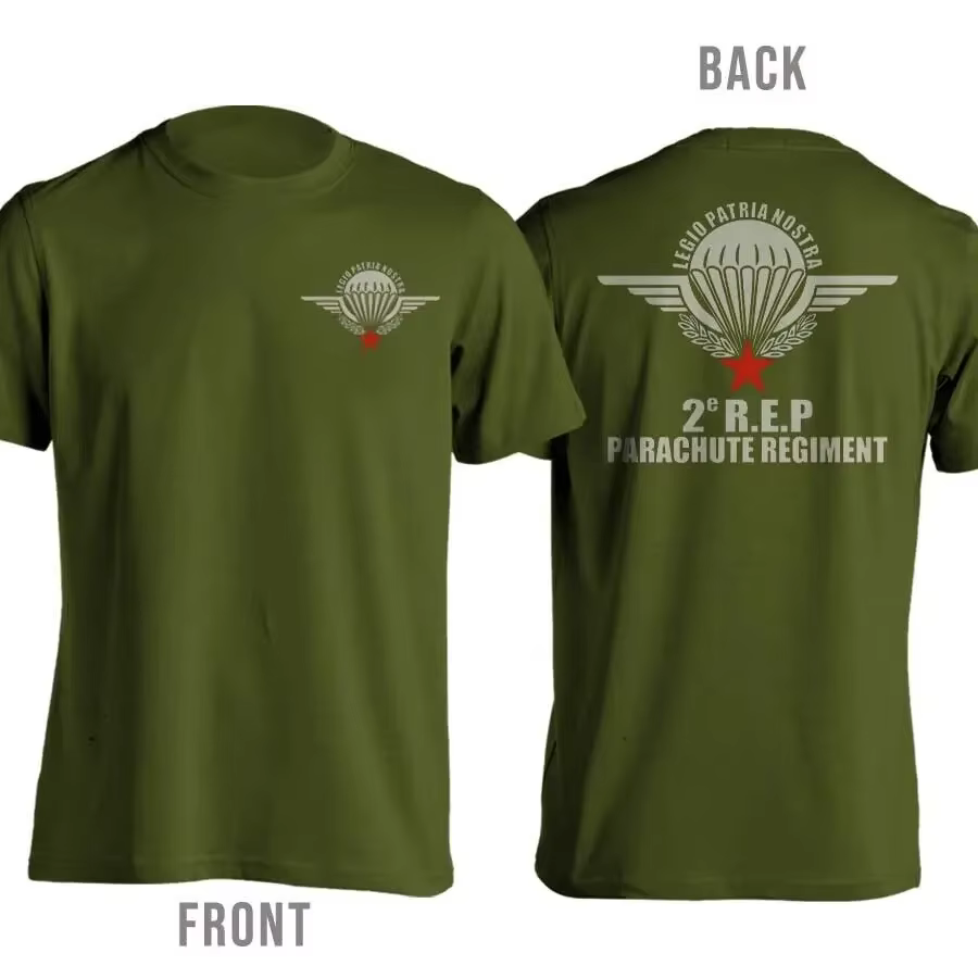 France T-Shirt 100% coton hommes chemise 2e REP Parachute régiment légion patrouille Nostra