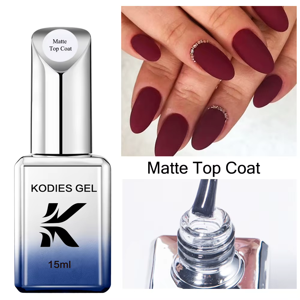 KODIES GEL mat couche de finition UV Gel vernis à ongles 15ML fort velours mat Gel finition scellant Semi Permanent LED tout pour manucure Art