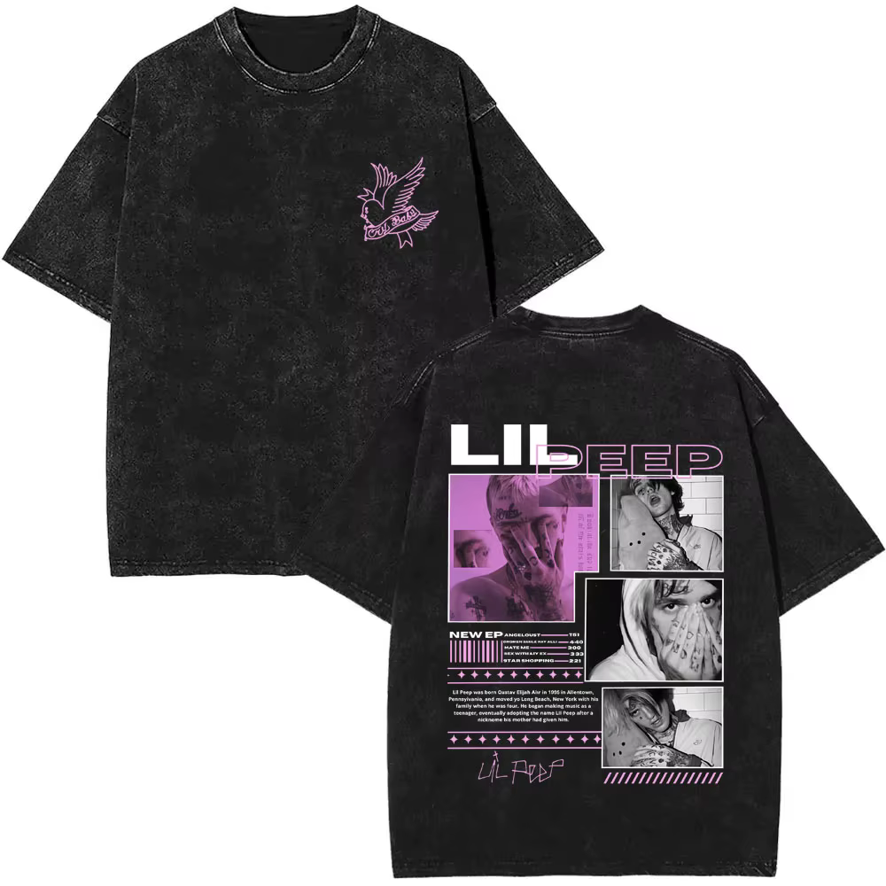 Lavé Vintage rappeur Lil Peep Album de musique 2025 T-shirts hommes femmes mode Hip Hop rétro