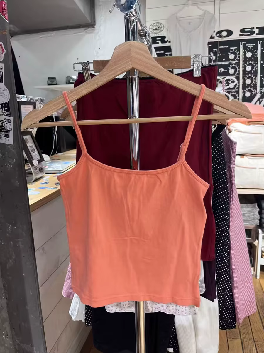 Nouveau débardeur court orange pour femme