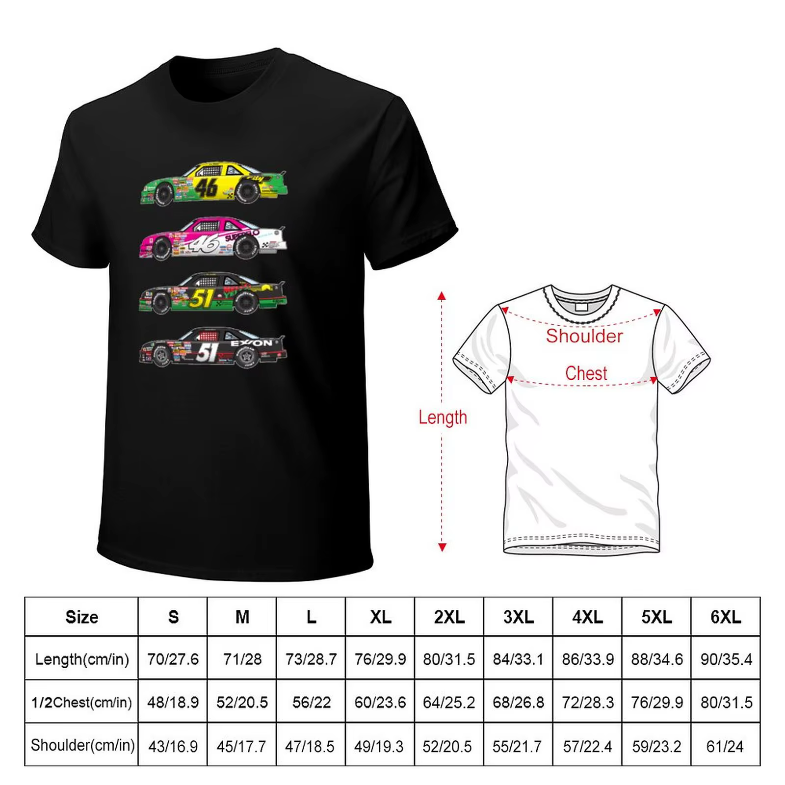 T-shirt Days of Thunder Car Collection Illustration
