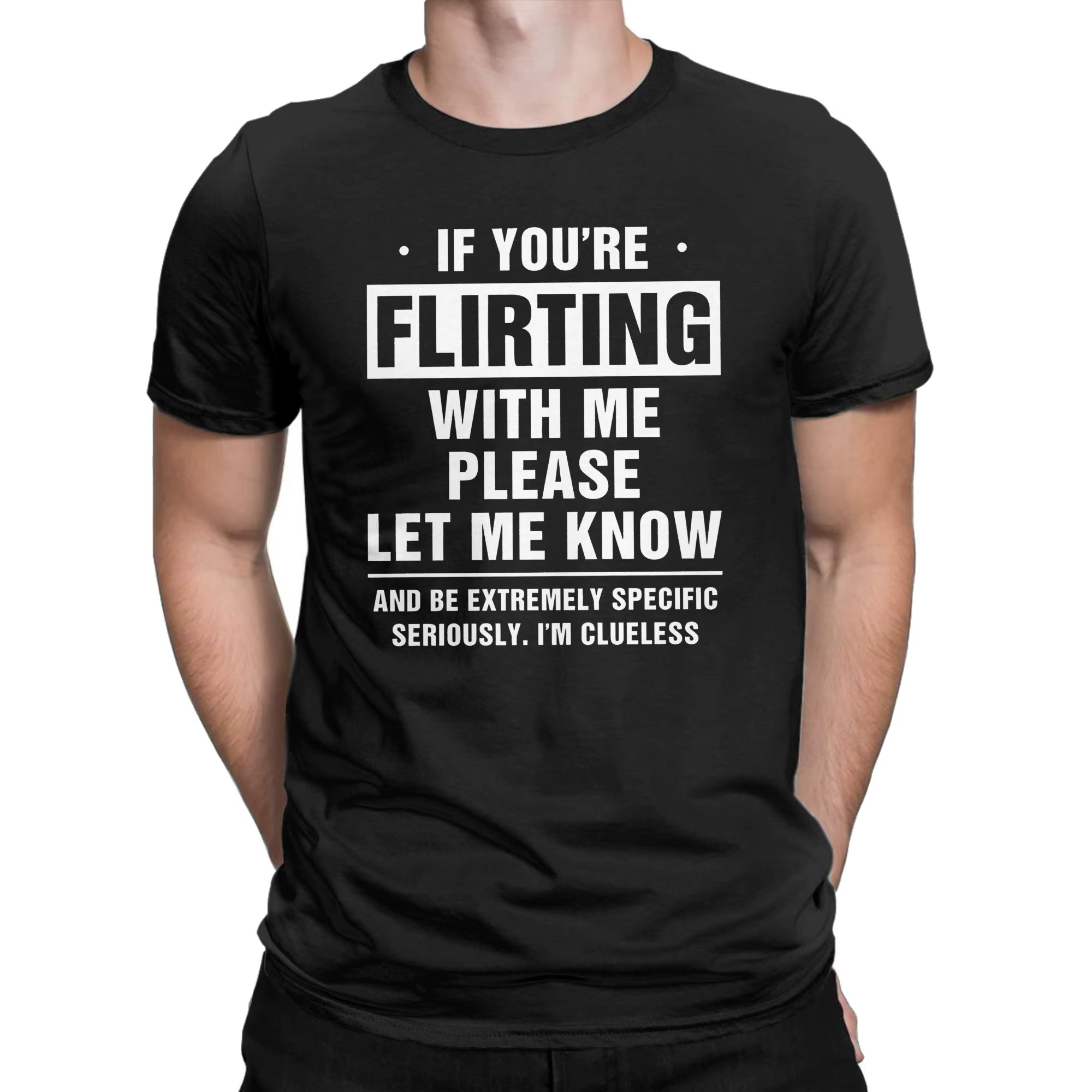 T-shirt humoristique « Si tu me flirts » en pur coton pour homme