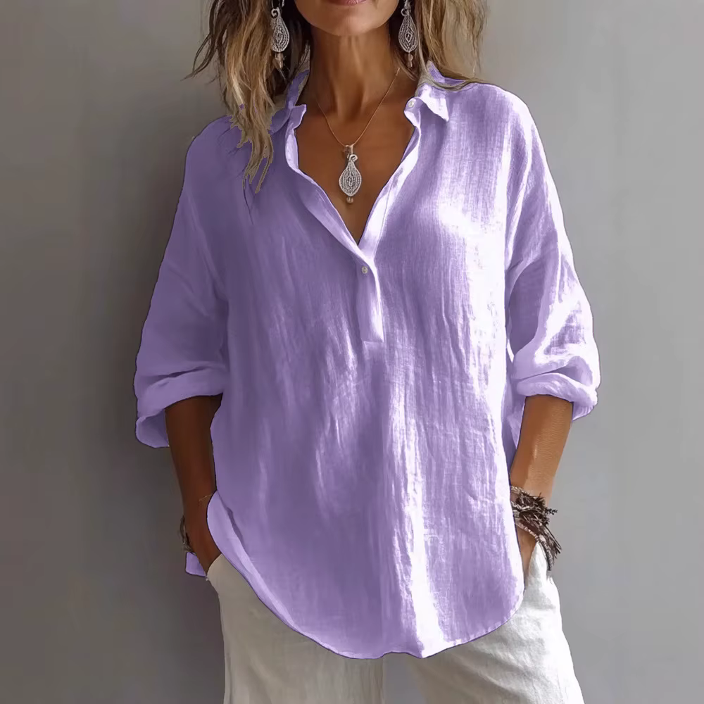 Chemise blanche en mélange de lin pour femmes