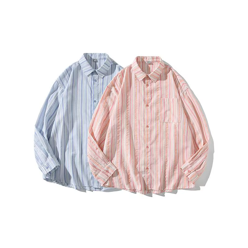 Chemise à manches longues rayée à boutons