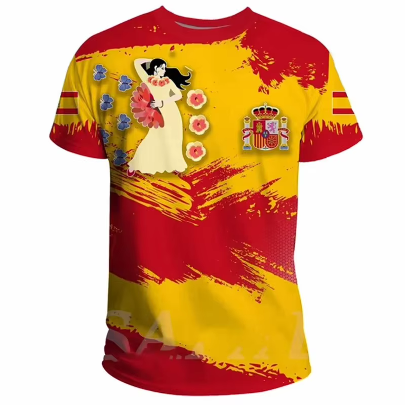 T-shirt à col rond imprimé en 3D pour hommes