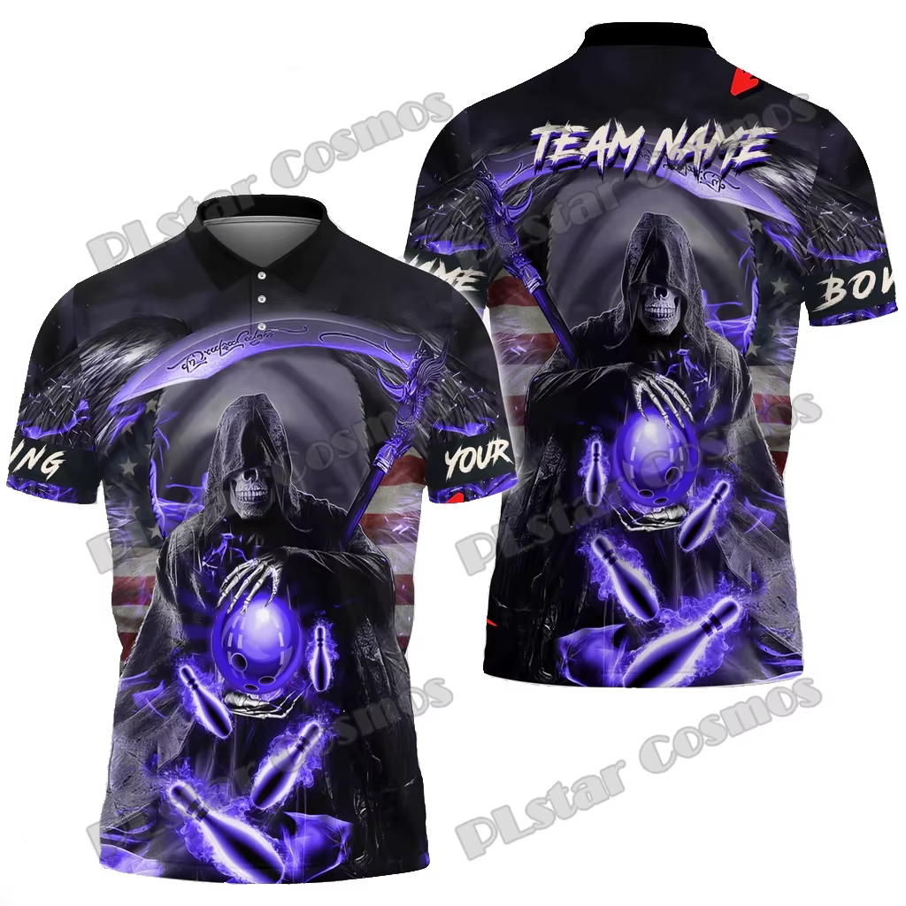 Bowling and Pins Reaper Fire Feel Pattern Polo pour homme