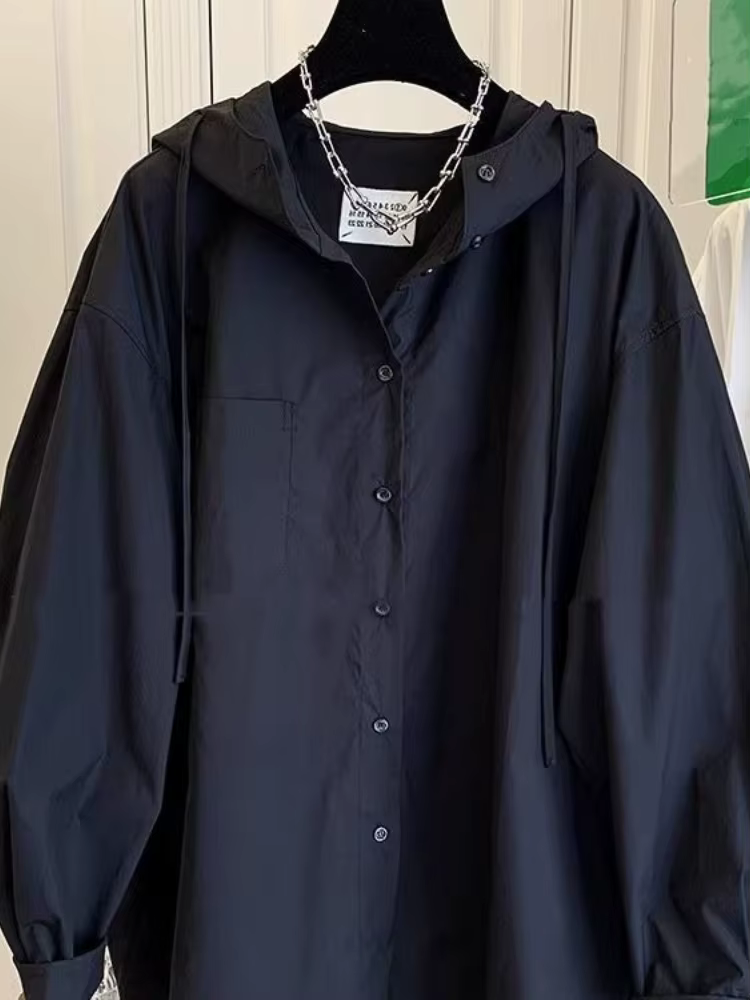 Mode haut pour femme Blouses surdimensionnées vêtements pour femmes 2025 Blusas Mujer De Moda chemise à capuche à manches longues décontracté blanc manteau de base