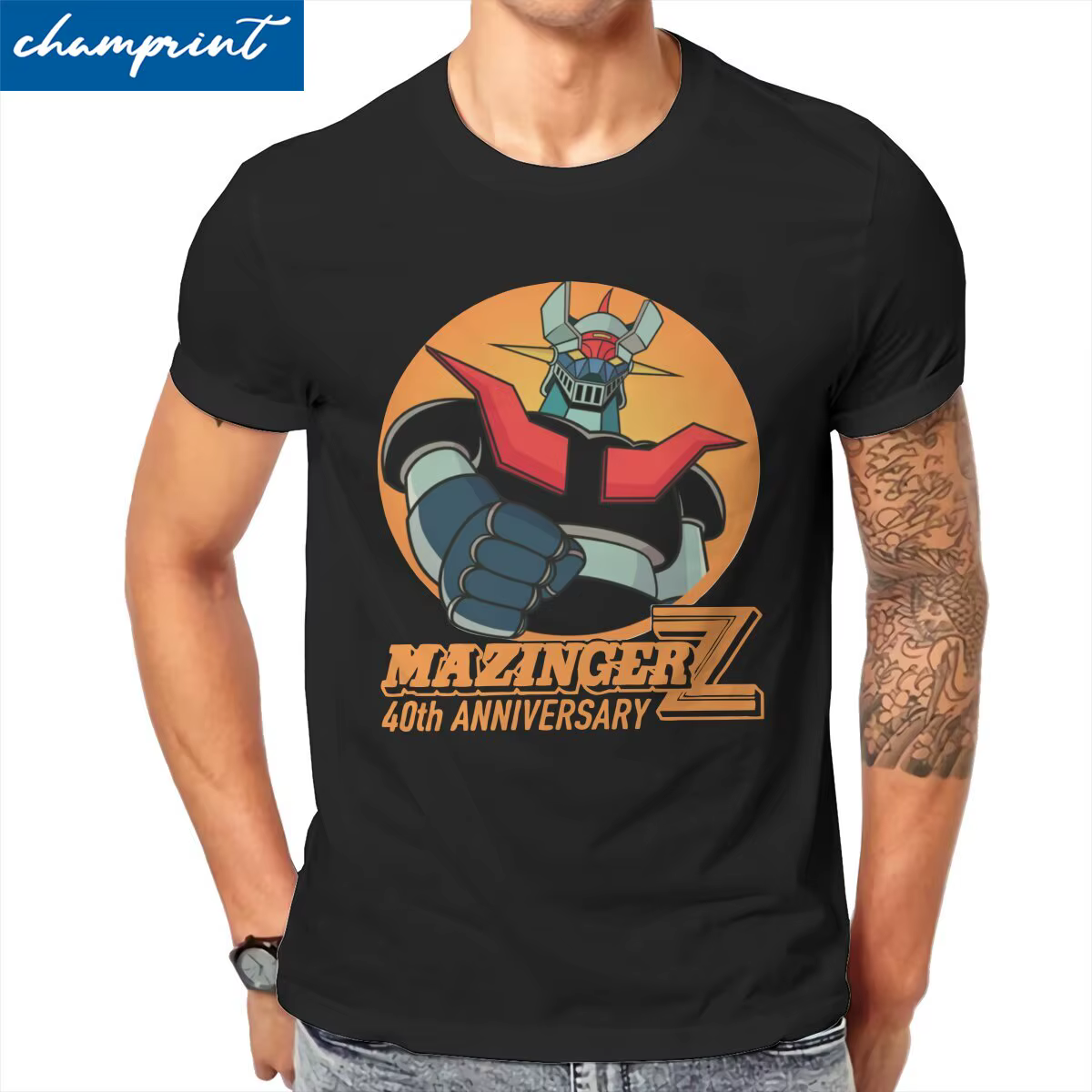T-shirt manches courtes homme, 100% coton, hipster, robot Grendizer Goldorak Actarus, Mazinger Z 40th, taille Y