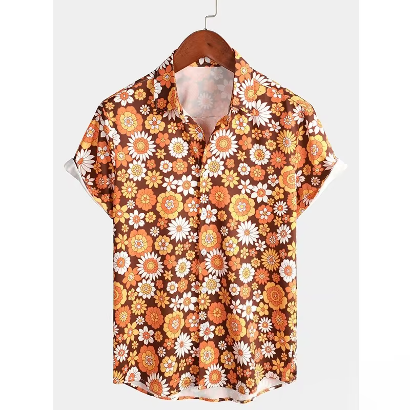 2025 Chemise hawaïenne pour hommes T-shirt floral d'été plage imprimé de fleurs