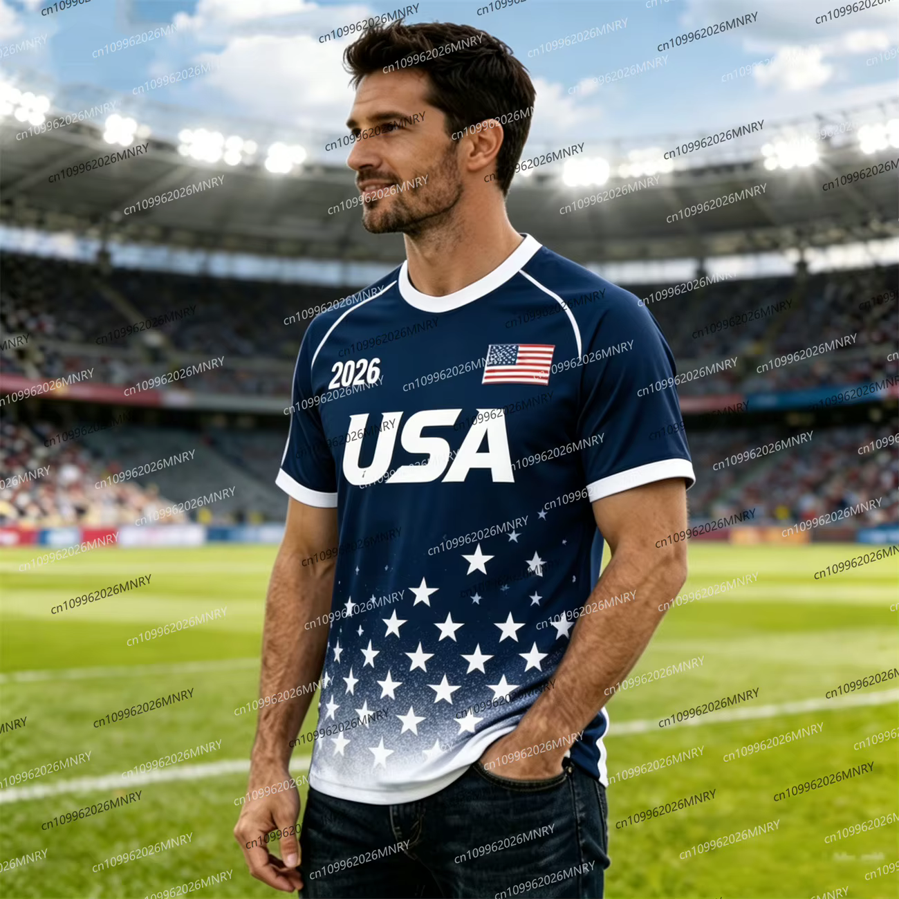 T-shirt d'homme avec emblème du drapeau américain 2026