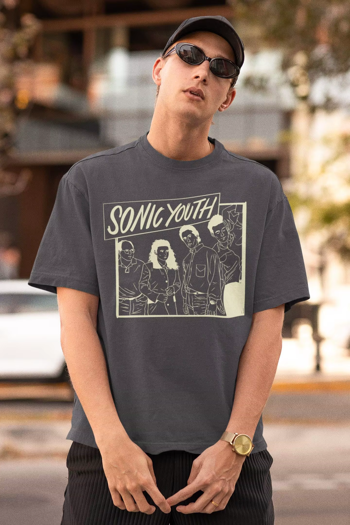 Sonic Youth Seinfeld Mashup Graphic Tee T-shirt d'été ample et respirant pour hommes et femmes