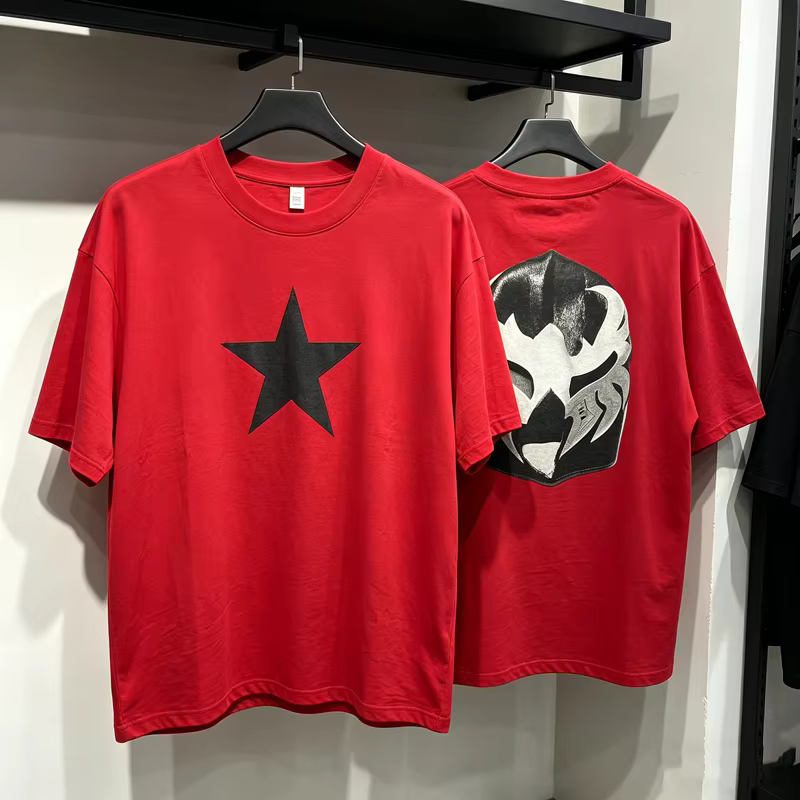 T-shirt unisexe Yzy 2026 à manches courtes avec imprimé étoile à cinq branches sur la poitrine