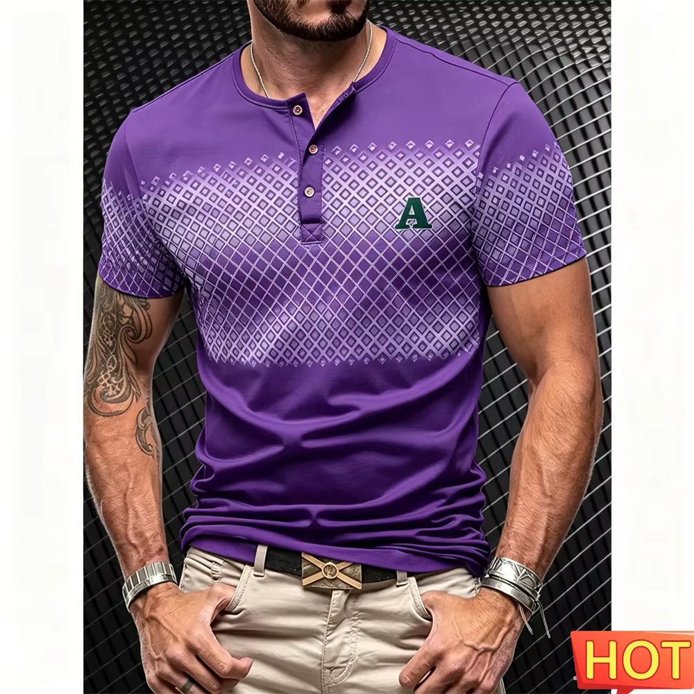 T-shirt pour homme, manches courtes, t-shirt Henry pour homme, t-shirt décontracté pour homme, t-shirt boutonné respirant, t-shirt Henry sport, vêtements pour homme