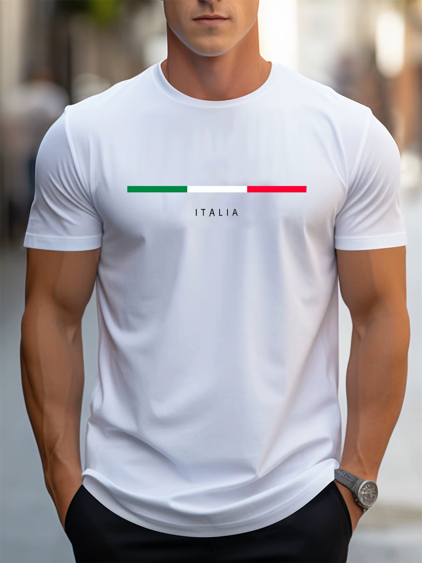 T-shirt classique à rayures vertes