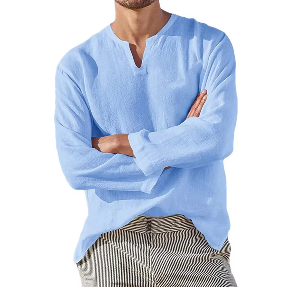 Chemise en coton et lin pour hommes