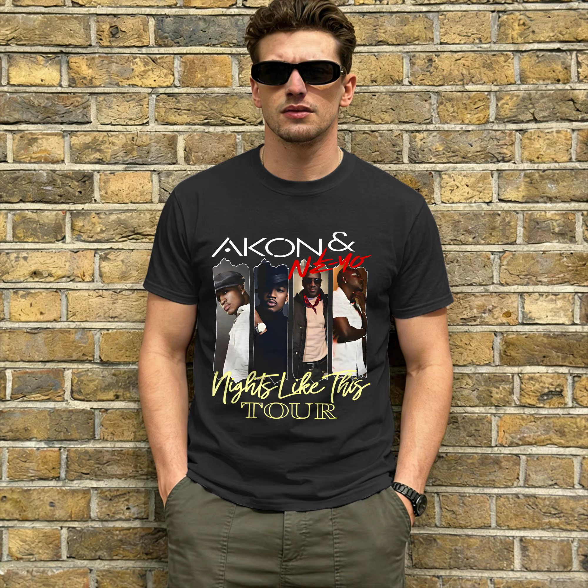 Akon T-Shirt pour hommes Nights Like This Tour 2026, t-shirts créatifs en coton, col rond, manches courtes, vêtements graphiques