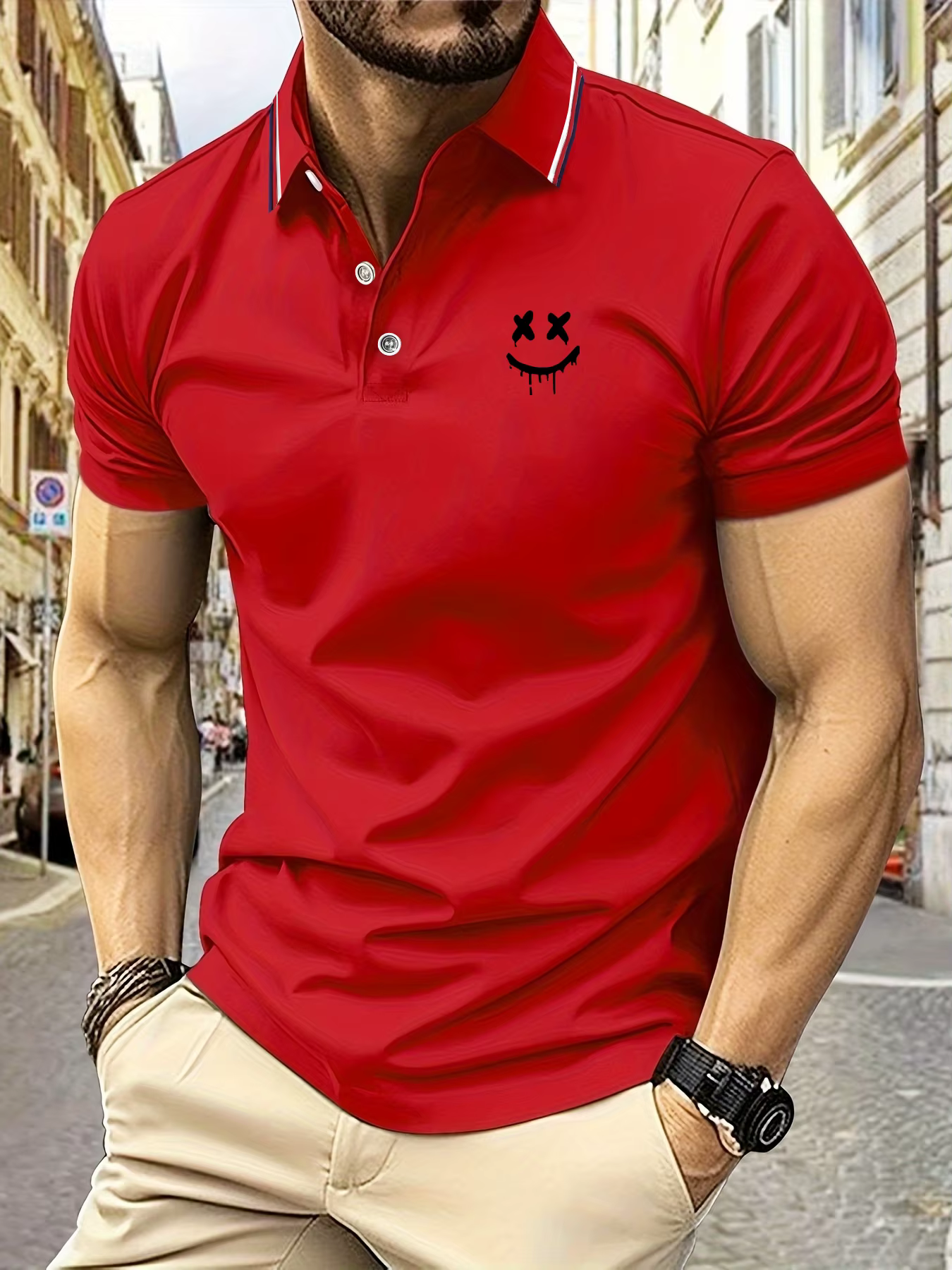 Polo pour hommes, imprimé Expression bave
