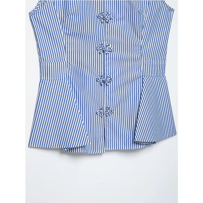 Débardeur Femme Été 2026 Nouvelle Collection Rayé Slim Col Rond Rétro Chic Urbain Élégant Voyage Vacances
