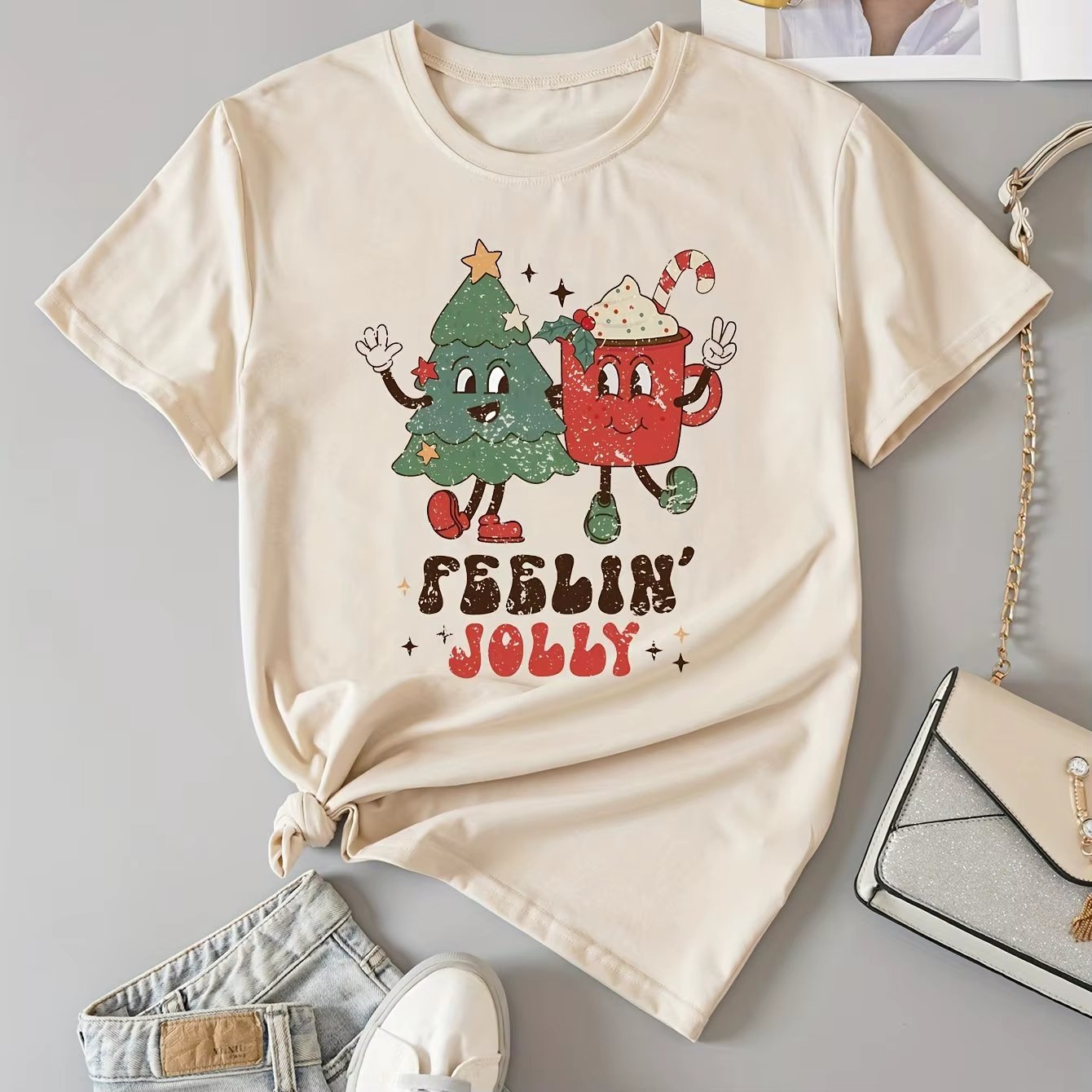 T-shirt graphique joyeux Noël pour femme