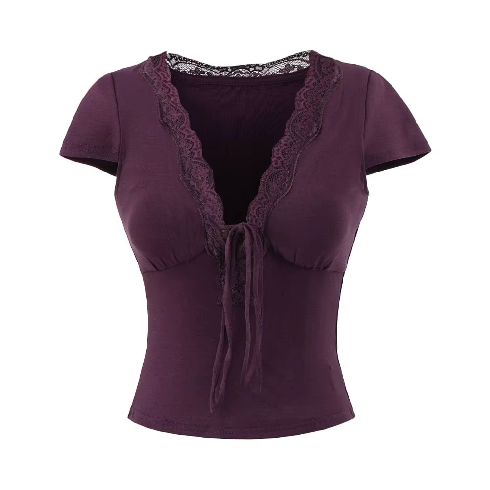 T-shirts et polos pour femmes : Hauts courts chics à col en V