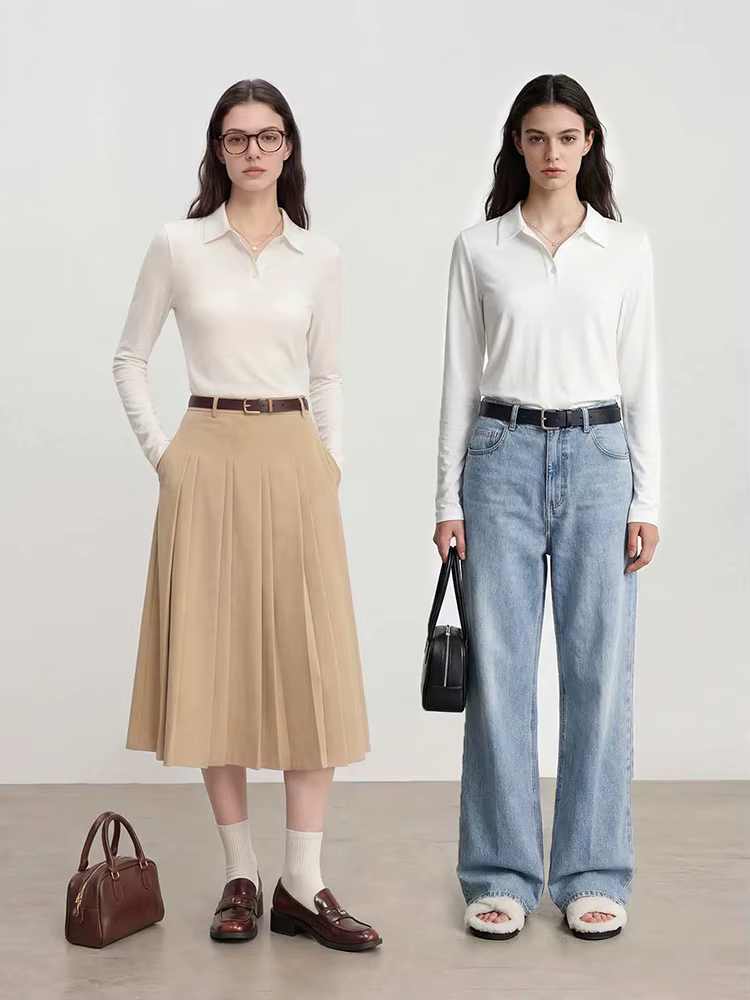 T-shirt Polo à manches longues pour femmes