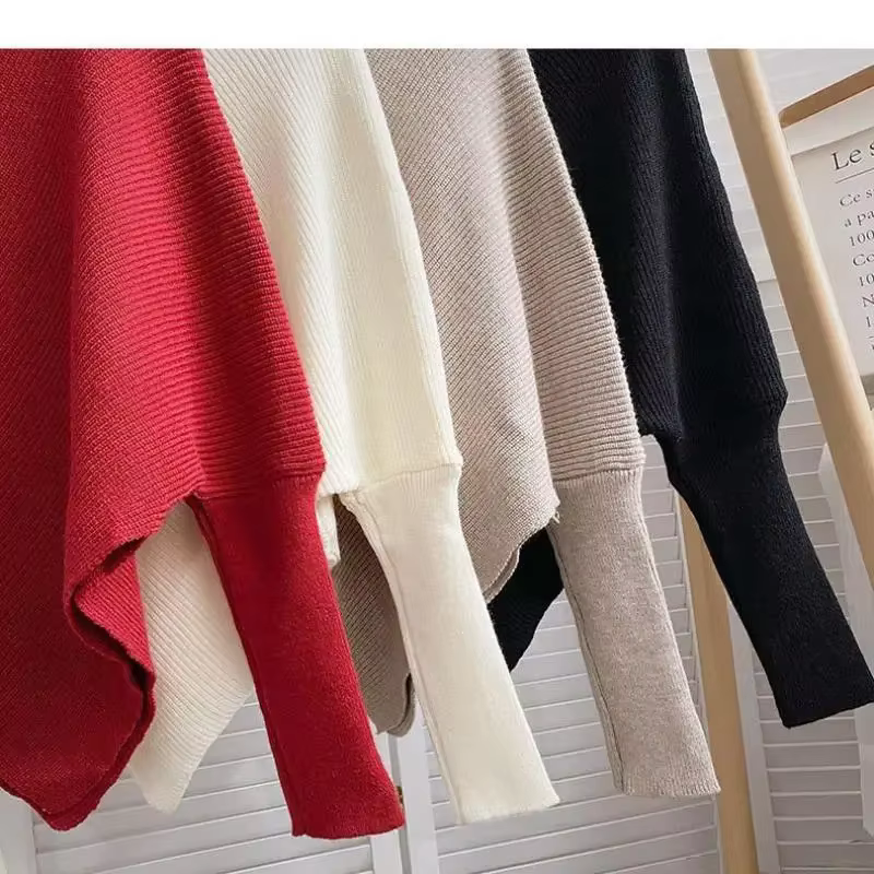 Pull Poncho en tricot asymétrique pour femmes