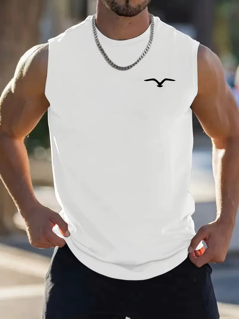 T-shirt sans manches à col rond pour hommes