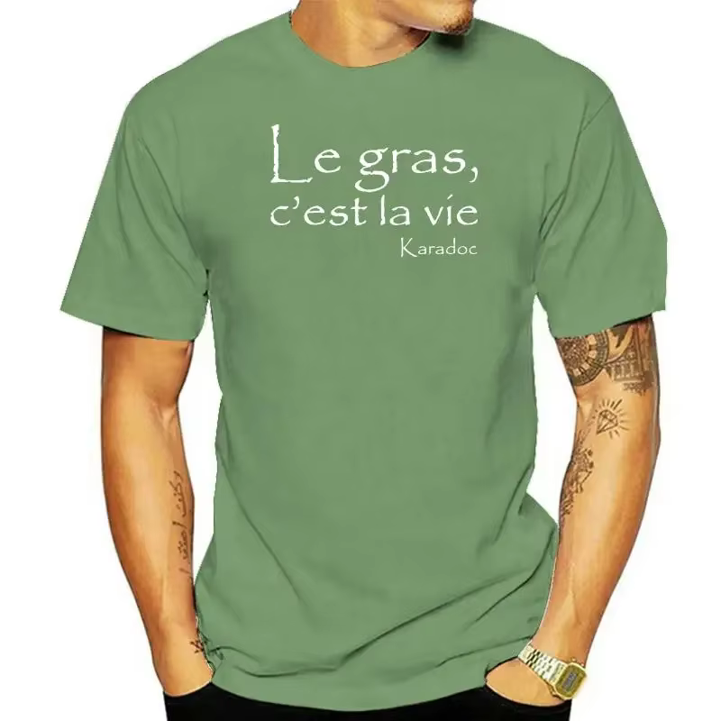 Hommes Kaamelott Karadoc Le Gras CEst La Vie noir t-shirt décontracté mode