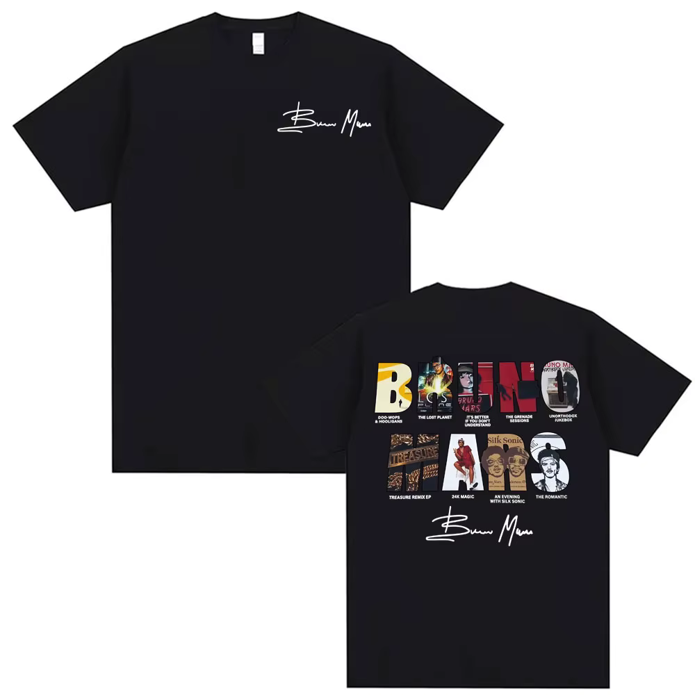 Bruno Mars The Romantic 2026 Album Cover T-shirts Hommes Femmes Mode Hip Hop Streetwear T-shirt Coton Décontracté Oversize