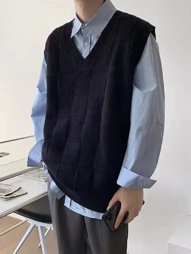 Chandails tricotés sans manches pour hommes