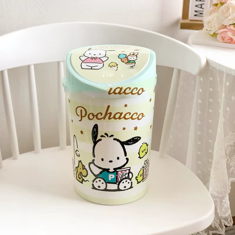 Poubelle à couvercle rabattable Hello Kitty – Parfaite pour les bureaux de chambre, les coins de coiffeuse et autres zones de la pièce