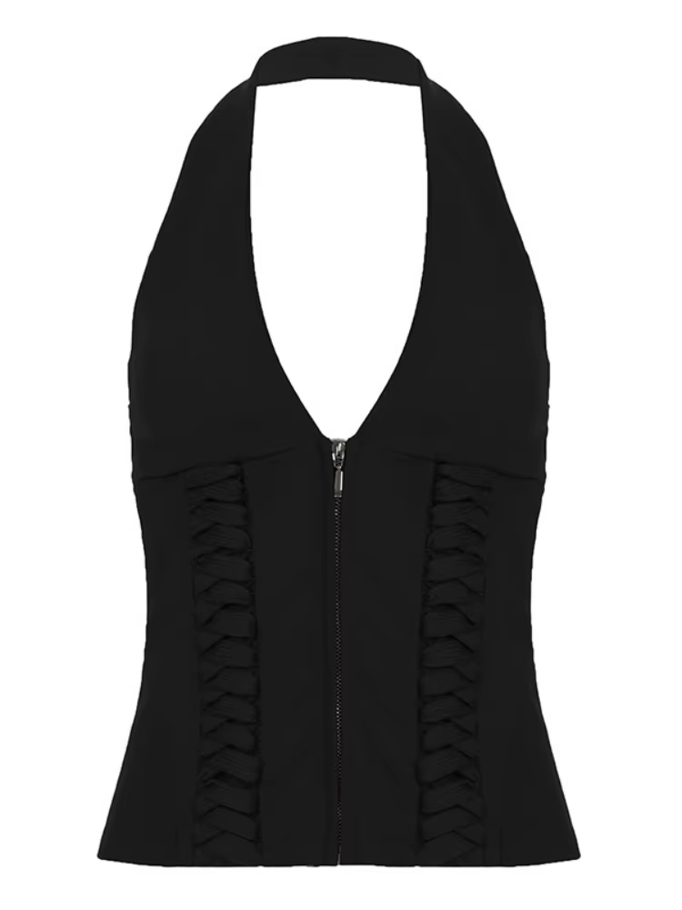 Centre commercial Goth Corset gilet femmes foncé Cyber Punk pansement licou dos nu culture débardeurs Emo Alternative