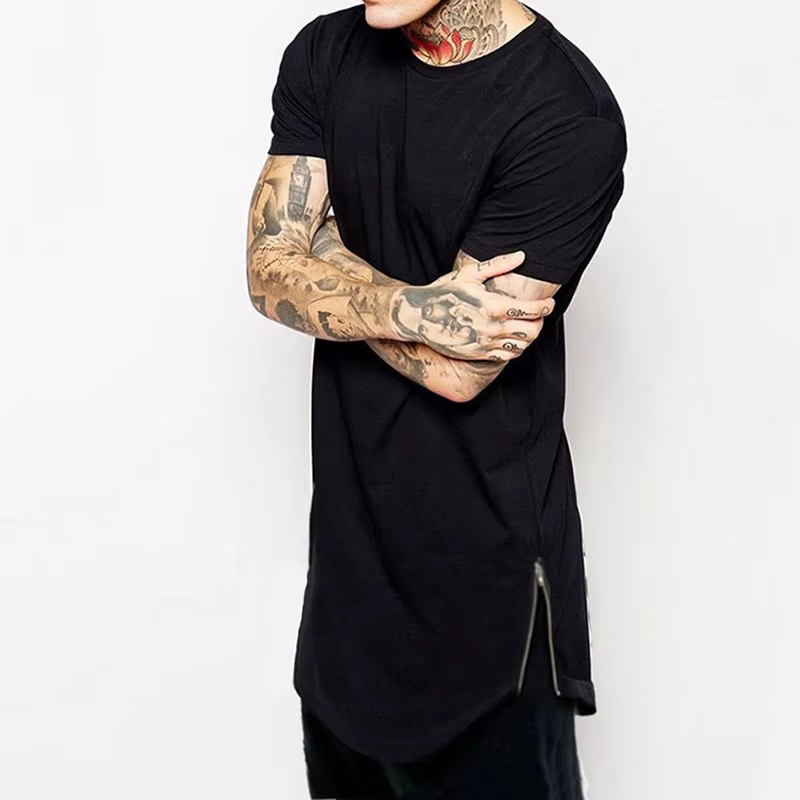 2025 blanc décontracté longue taille hommes T-Shirts Hip Hop hauts Extra longs