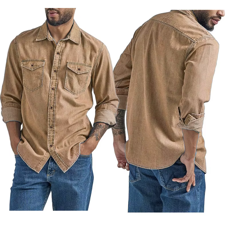 Chemise en jean, vêtements de travail pour hommes européens et américains