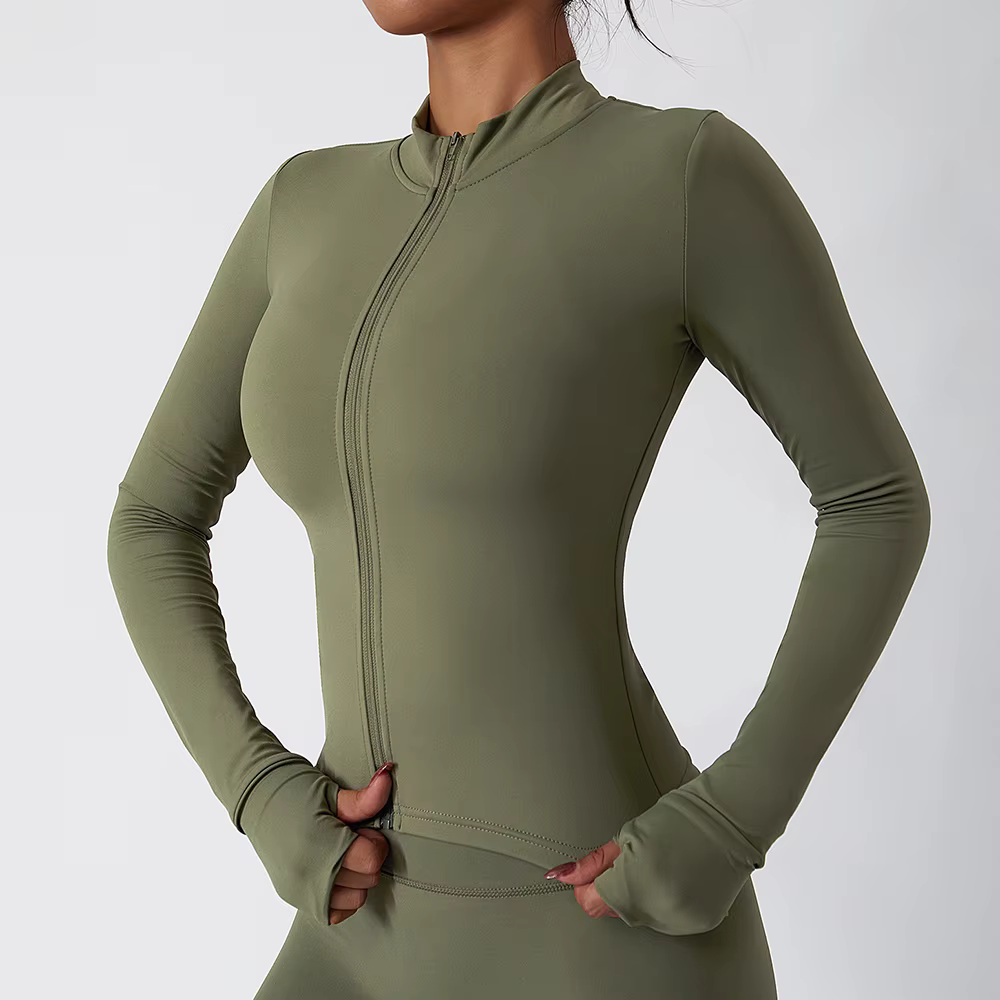 Femmes Zip Fitness Yoga chemise hiver chaud haut de sport femme