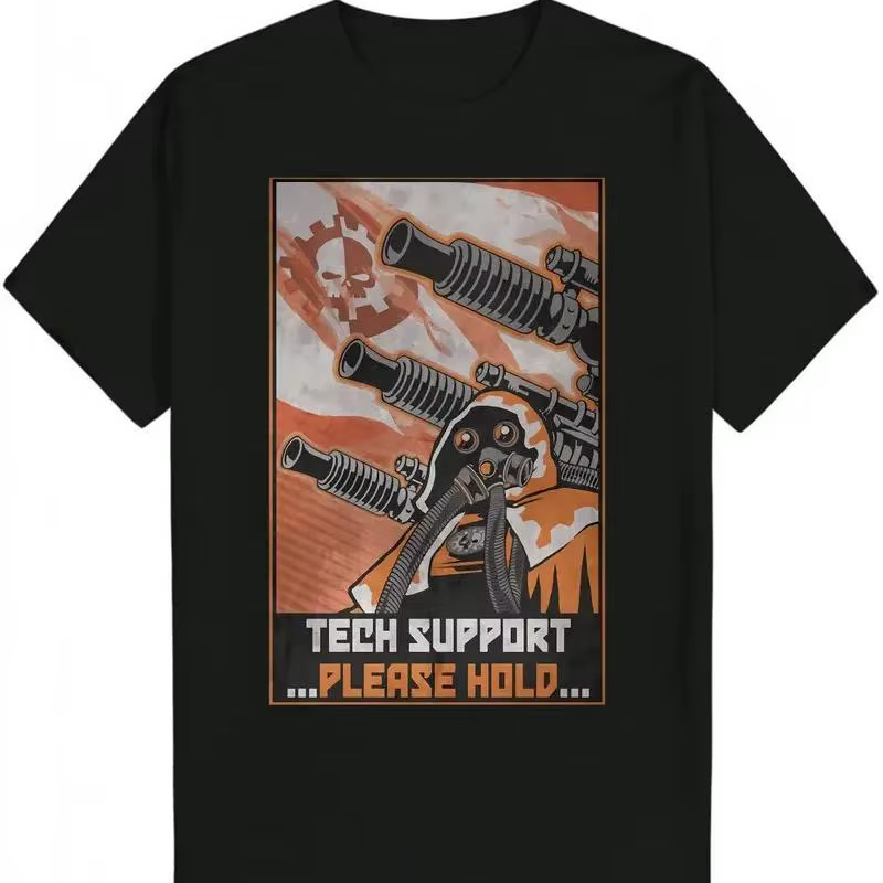 T-shirt noir pour hommes avec imprimé TECH SUPPORT