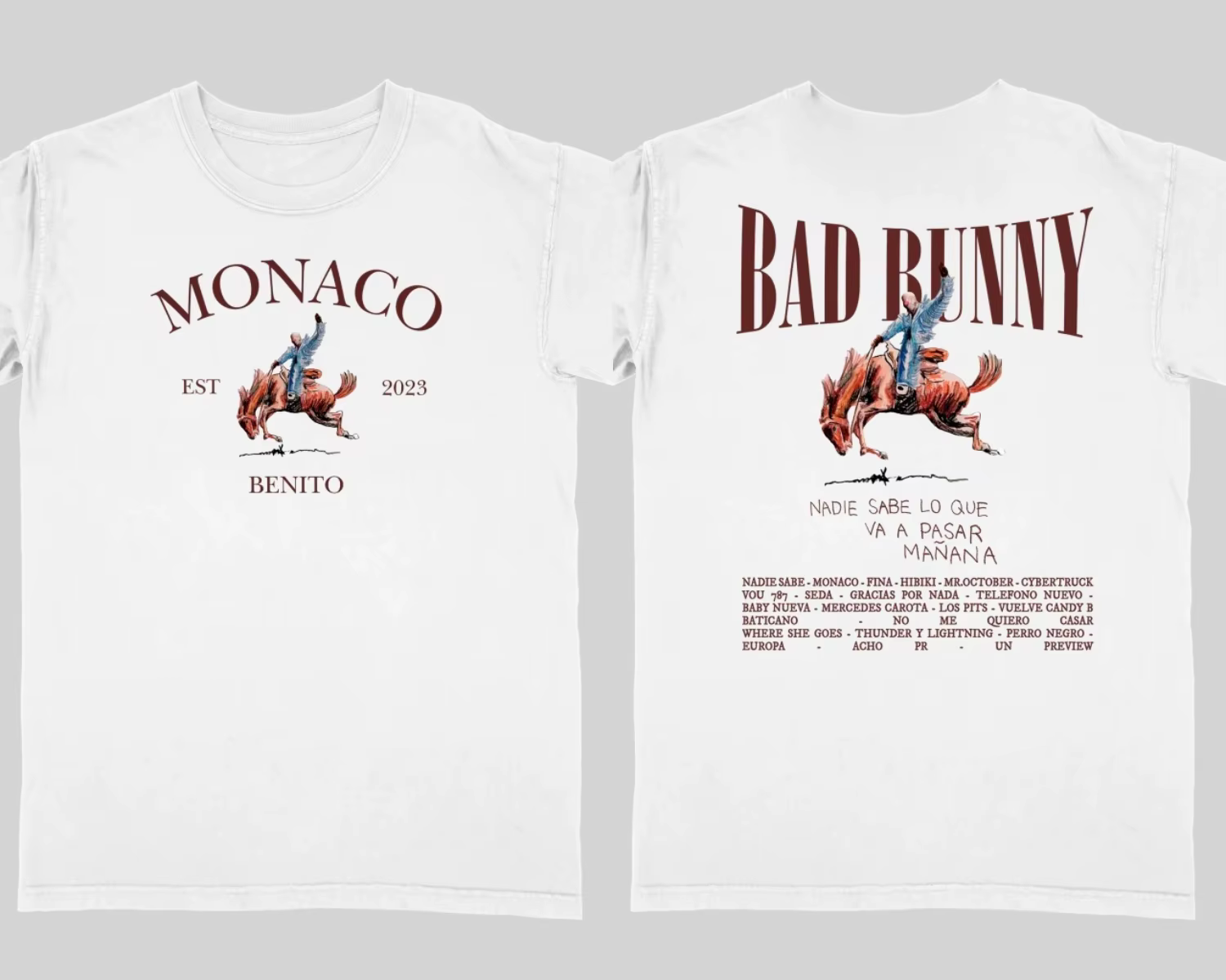 Monaco Bad Bunny imprimé T-shirt hommes femmes haut Streetwear surdimensionné Y2k à manches courtes coton doux mode femme mâle t-shirts
